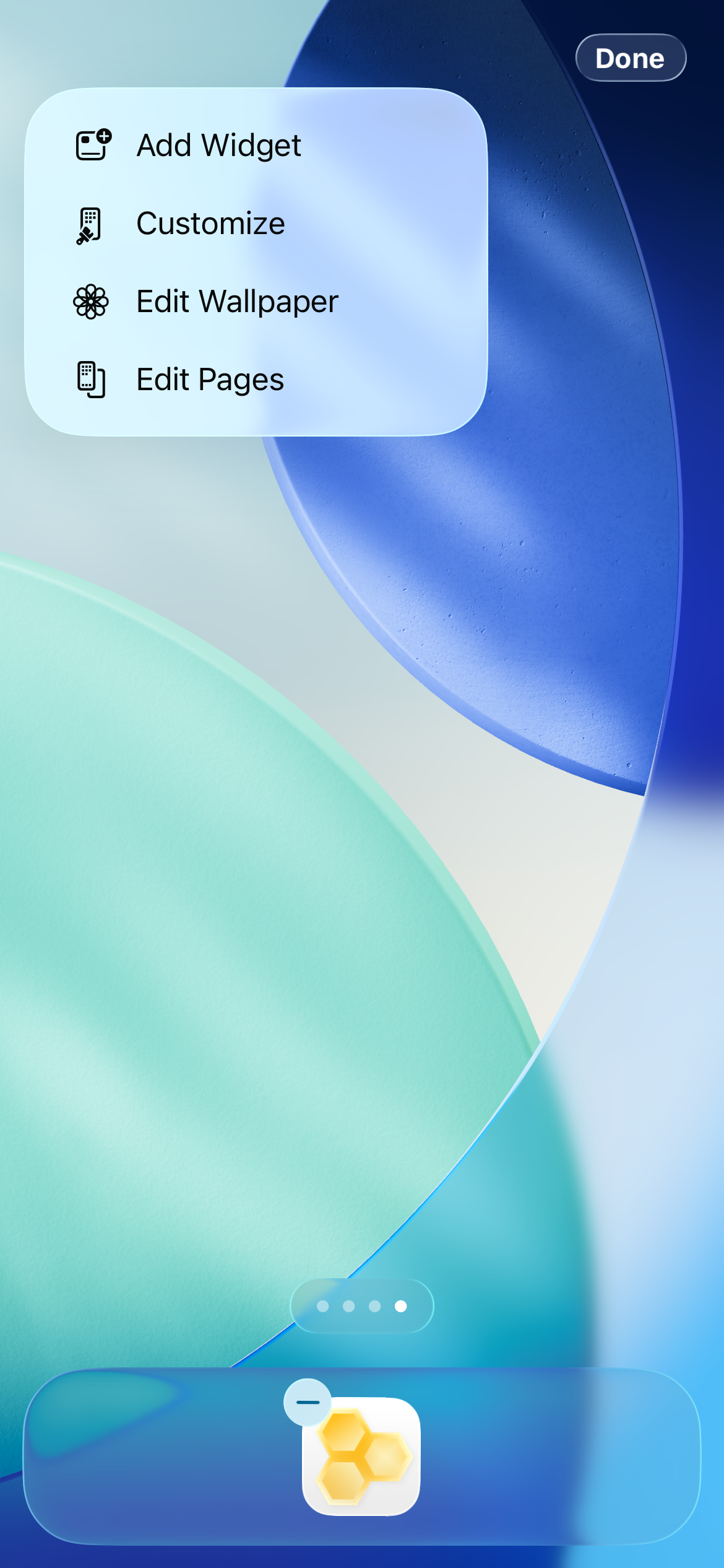 Selecting Add Widget from the Home Screen edit menu