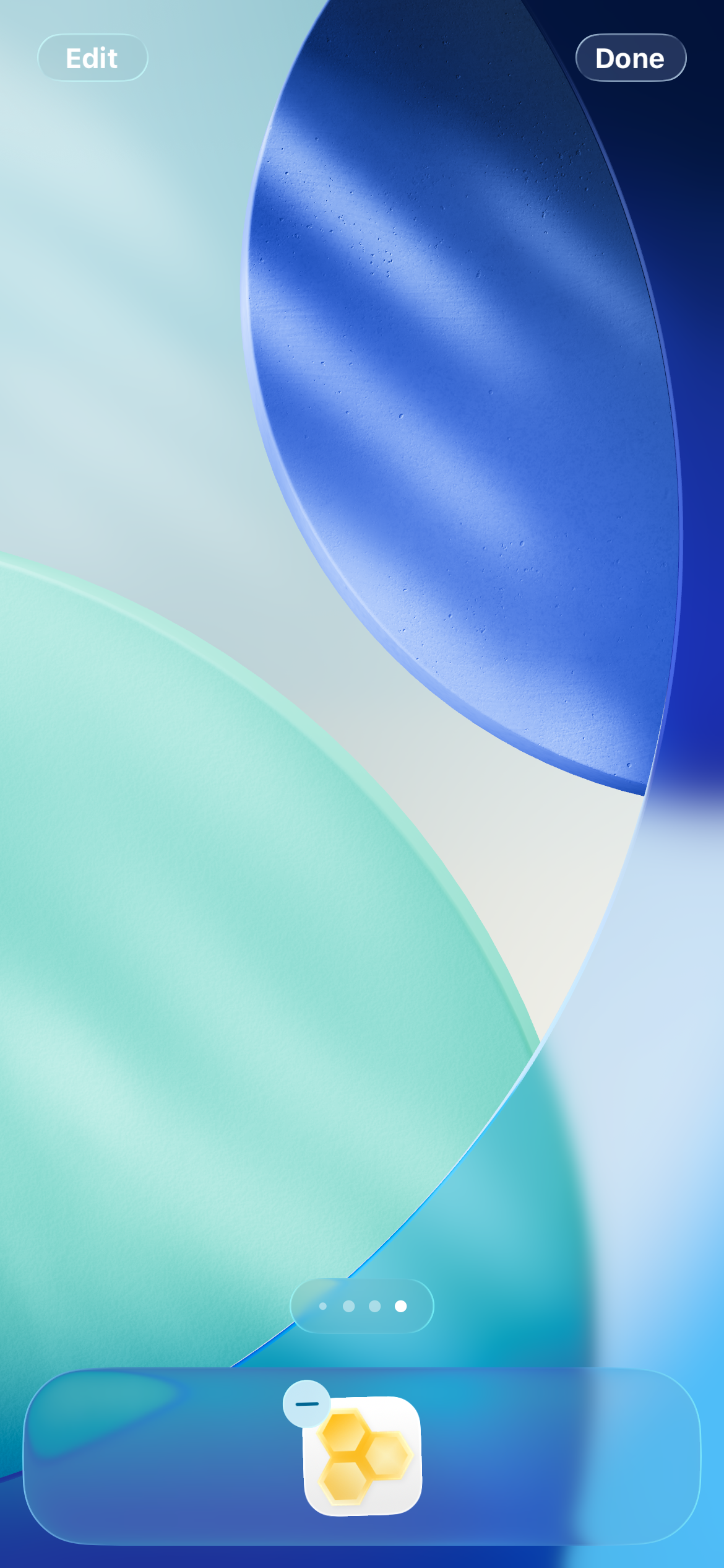 Entering Home Screen edit mode with the top Edit button visible