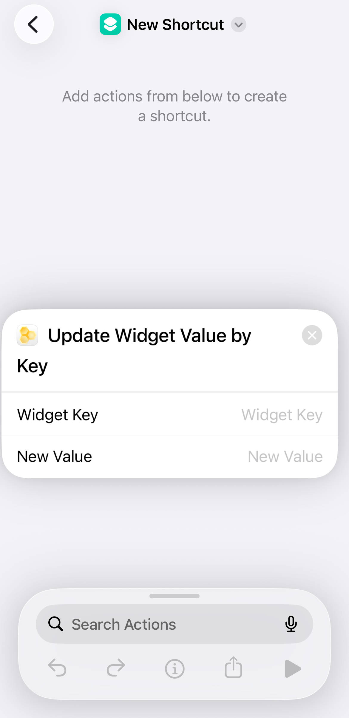 Choosing the Update Widget Value by Key action block