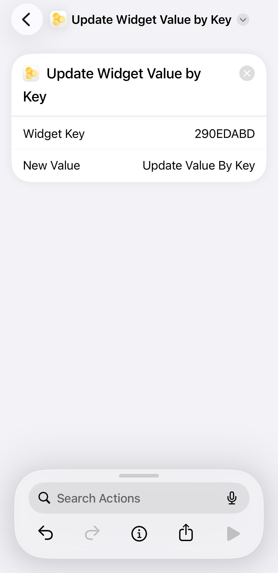 Tapping Play button to run shortcut workflow